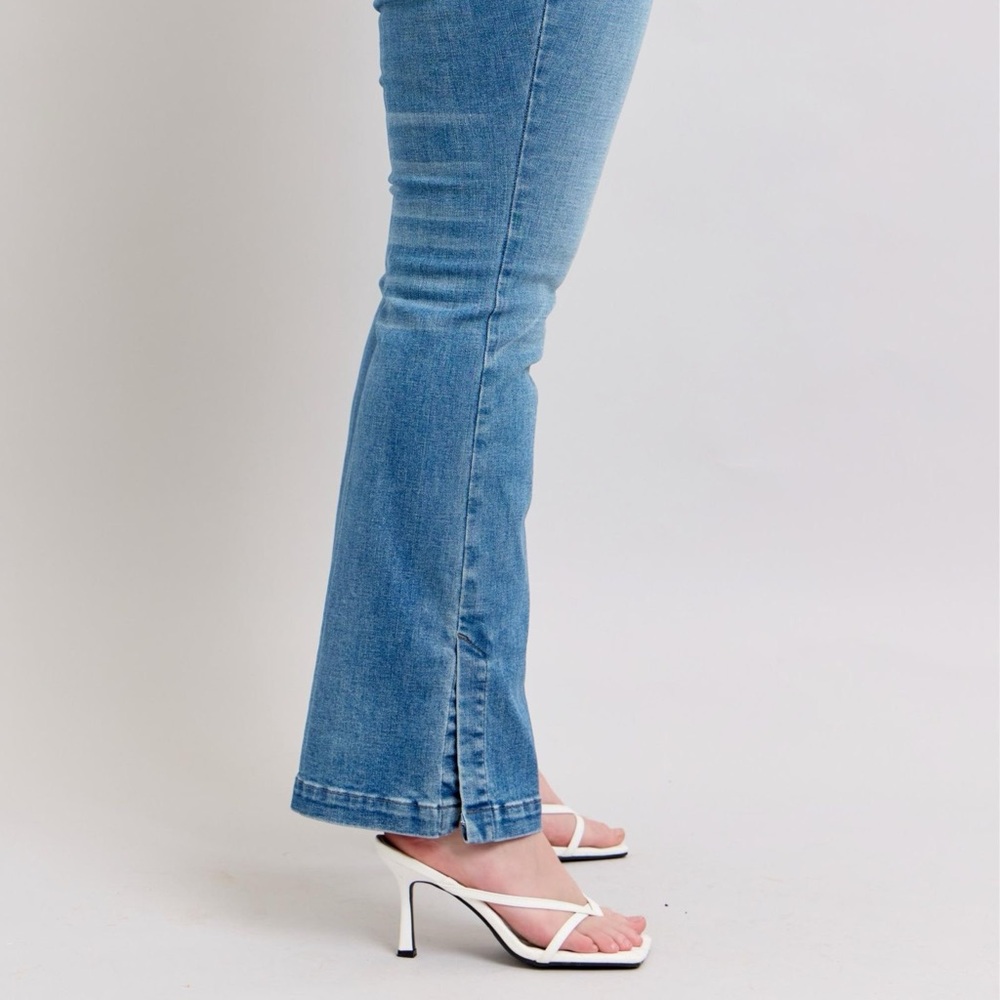 Judy Blue HW Tummy Control Vintage Wash Side Slit Slim Boot Jeans - Picture 5 of 16